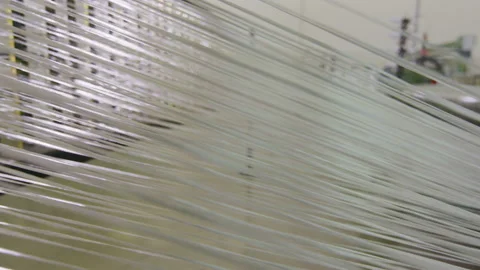 Close view synthetic fiber threads move as wall 스톡 동영상 89806371