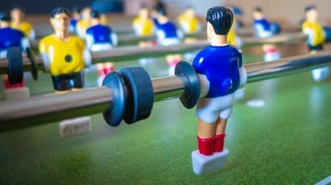 Close up view of a table footbal kicker Stock Photos