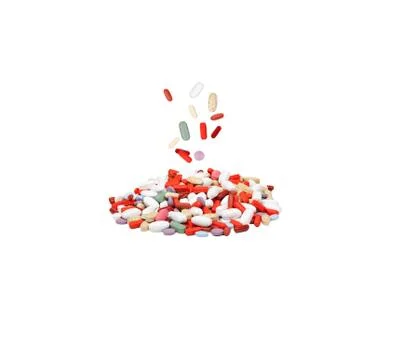 A close up view of tablets isolated on white background. Foto stock