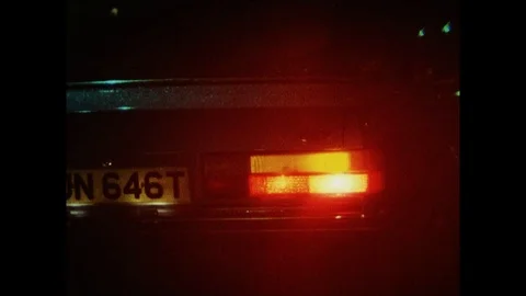 Close up view of tail lights of a car, united kingdom, 1979 Stock Footage 131532091