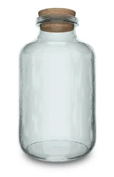Close up view of tall glass empty container on white background Stock Illustration