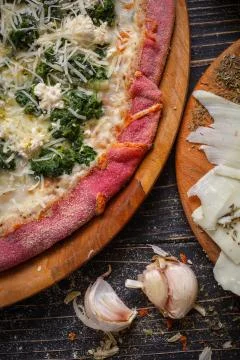 Close view of tasty appetizing classic italian traditional pizza with cheese  Stock Photos