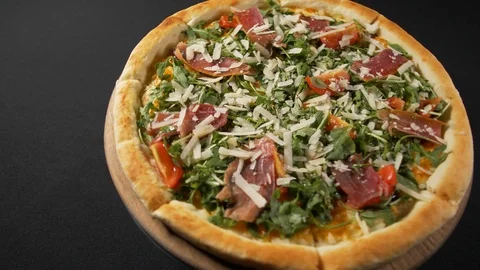 Close up view tasty pizza Stock Footage 121900997