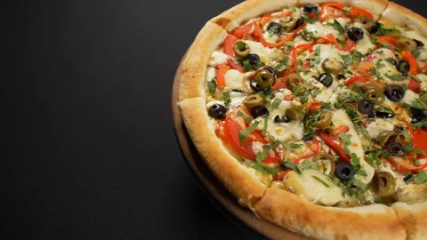 Close up view tasty pizza Stock Footage 121903372