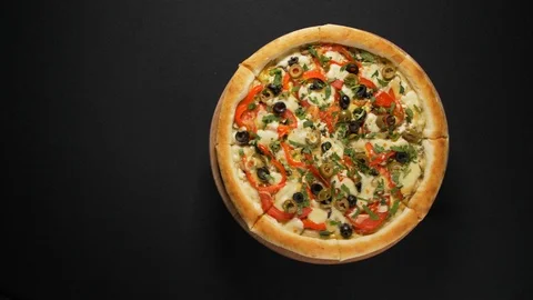 Close up view tasty pizza Stock Footage 121903754