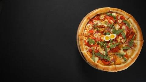 Close up view tasty pizza Stock Footage 121904492