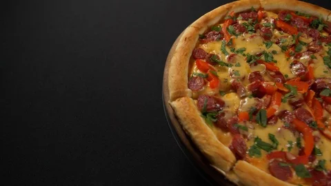 Close up view tasty pizza Stock Footage 121910614
