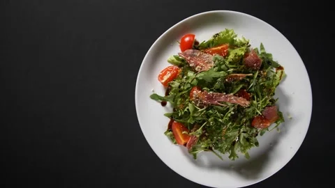 Close up view tasty salad Stock Footage 139987485