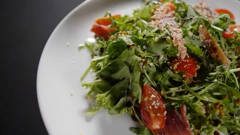 Close up view tasty salad Stock Footage 139989100