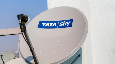 Close-up view of Tata Sky DTH Dish Antenna Stock Photos