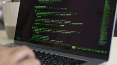 Close view of terminal interface with developer hands near keyboard. AI assisted Video stock 345654163