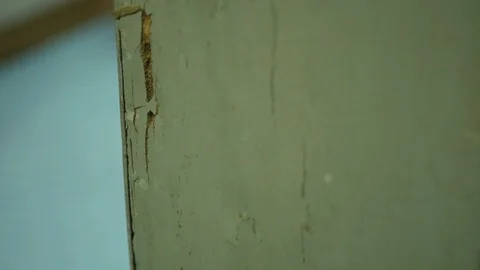 Close-up view of the termites damage on house wooden column Vídeo Stock 127101911