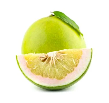 Close-up view of Thailand Siam ruby pomelo fruit isolated on white background Foto stock