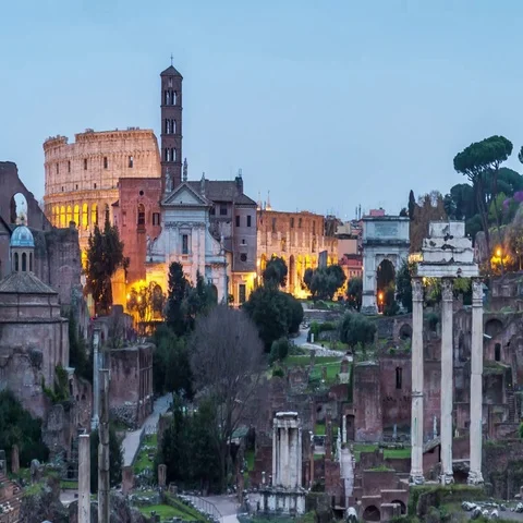 Close-up view timelapse of famous ancient Colosseum Amphitheater at sunrise 스톡 동영상 69542563