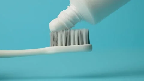 Close up view of toothpaste with toothbrush. Stock Footage 253462810