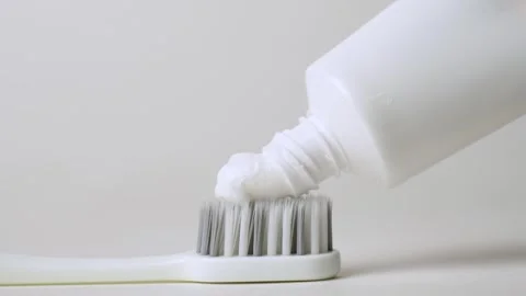 Close up view of toothpaste with toothbrush. Stock Footage 253462830