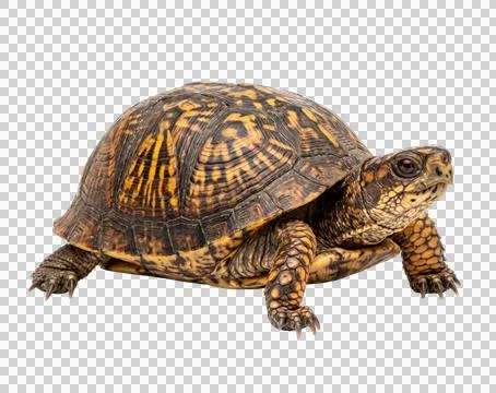 Close up view of a tortoise on transparent background. Stock Photos