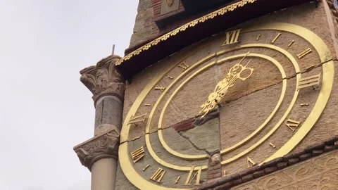 Close up view up to The tower clock in city center of Tbilisi.Georgia histori Stock-Footage 146010137