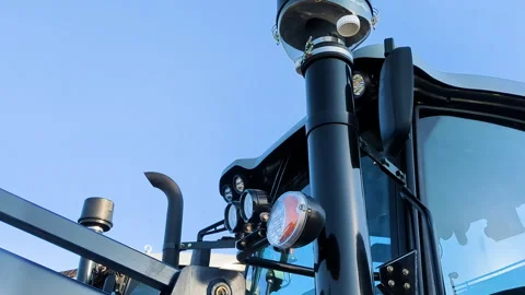 Close up view of a tractor exhaust pipe. Stock Footage 317247850
