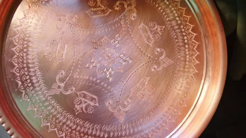 Close-up view of traditional tinsmith work with copper Stock Footage 209659104
