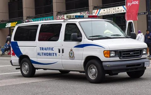 Close up View of Traffic Authority Van in Downtown Vancouver Stock Photos