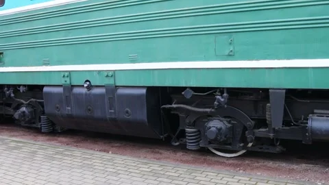 Close-up view of a train on a railroad track Stock Footage 322573572