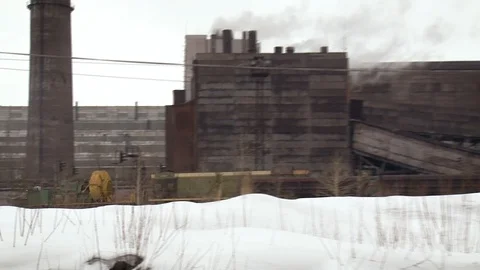 Close up view of a train running through the industrial zone. Stock-Footage 126219404