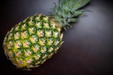 Close up view of tropical fruit pineapple. Blurry background Stock Photos