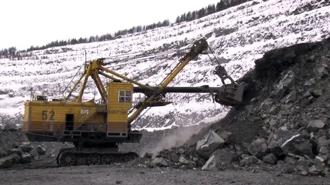 Close up view of trucks excavating in quarry. Mining operations. Stock Footage 119155463