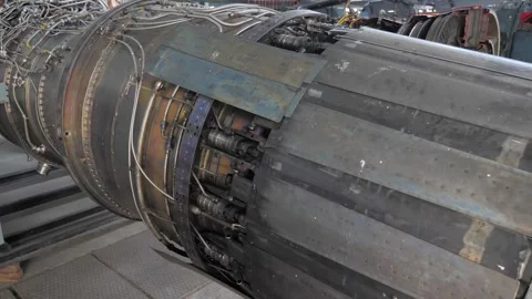 Close up view of turbo jet engine Stock Footage 292397743