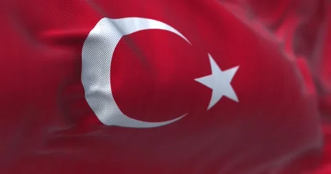 Close-up view of the Turkey national flag waving in the wind Stock-Footage 209980886