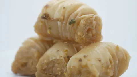 A close up view of Turkish baklava. Stock Footage 201211507