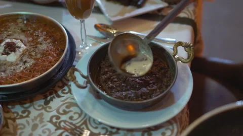Close-up view of Turkish Cuisine Stock Footage 146638023