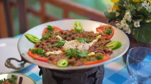 Close-up view of Turkish Cuisine Vídeo Stock 146851815