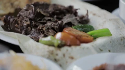 Close-up view of Turkish meat donner. 4K Footage in Turkey Stock Footage 147446311