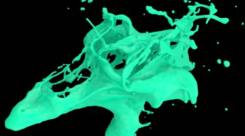 Close-up view of turquoise color splashing in slow motion, on black (FULL HD) Video stock 45110256