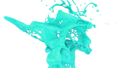 Close-up view of turquoise paint splash in slow motion, alpha included (FULL HD) 스톡 동영상 44964271