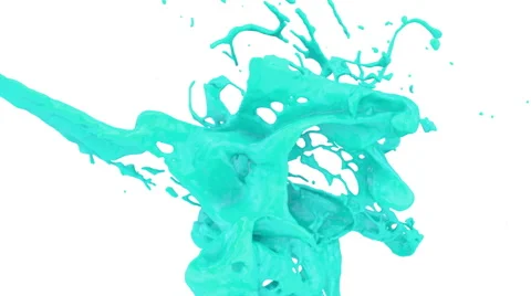 Close-up view of turquoise paint splash in super slow motion, + alpha (FULL HD) Stockbeeldmateriaal 53782407