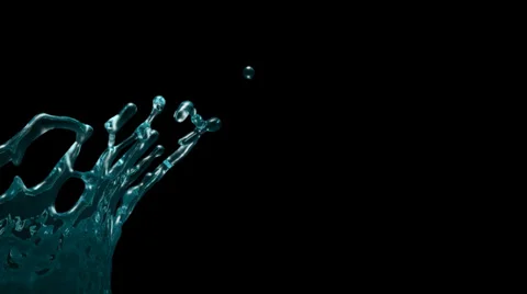 Close-up view of turquoise water splash in slow motion, alpha included (FULL HD) Video stock 37815518