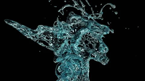 Close-up view of turquoise water splash in slow motion, alpha included (FULL HD) Video stock 44162302