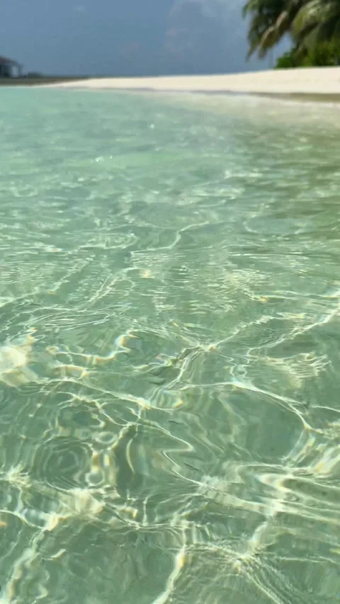 Close up view of turquoise waters of Indian Ocean in lagoon near Maldives island Stock Footage 309175655
