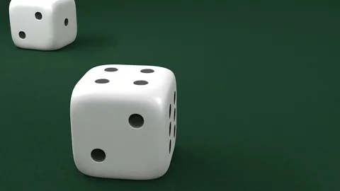 Close up view of two dices rolling on a green table in casino. 库存影片 95086009