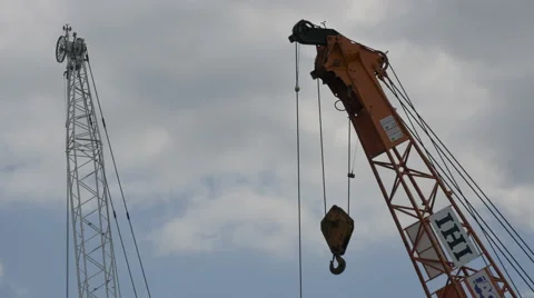 Close up view of two tower cranes in London Stock Footage 60818389
