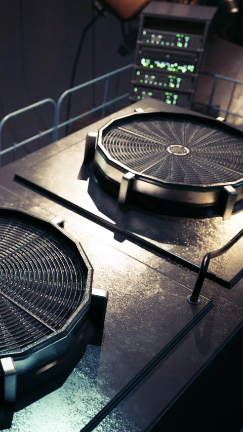 Close view of two turntables in a music studio during daytime session Stock Footage 341054533