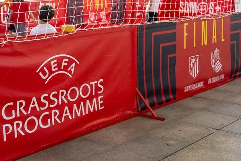 Close view of UEFA Grassroots Programme banner Stockfoto's