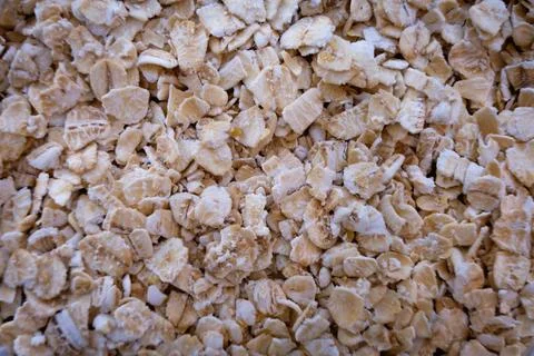 Close up view of uncooked rolled oats Stock Photos