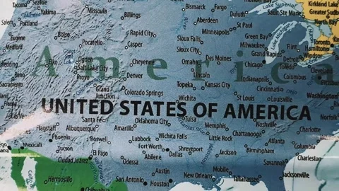 Close up view of united states map showing major cities and locations Stock-Footage 340581046