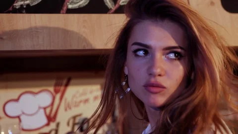 Close up view of upset crying gorgeous sexy woman making faces, throwing things Stock Footage 112673851