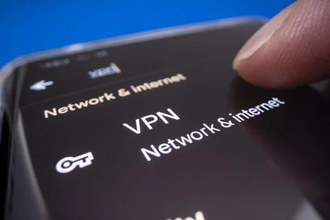 Close-up view of using the built-in Android VPN on Google Pixel 7 Pro Stock Photos
