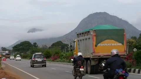Close view of vehicles running on road Видео 156954888